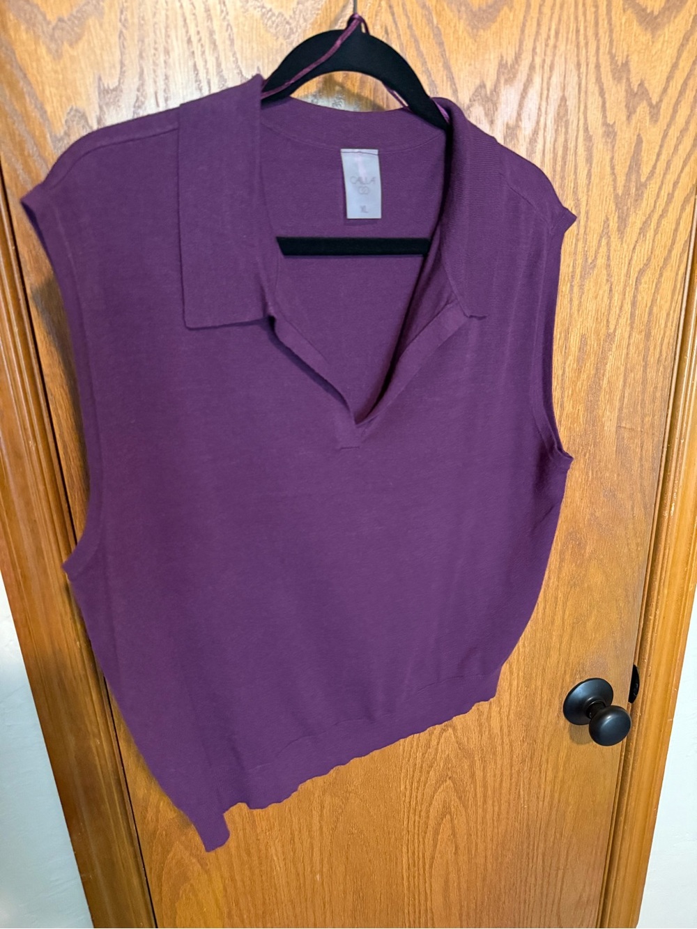 CALIA by Carrie Underwood Plum Collared Sleeveless Knit Tank